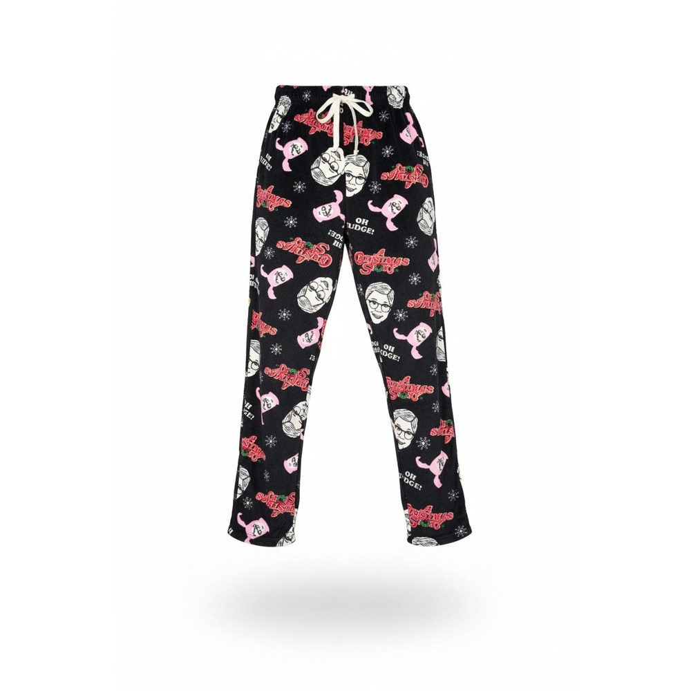 A‎ Christmas Story Mens Pajama Pants Black Fleece Ralphie Bunny Oh Fudge Size M
